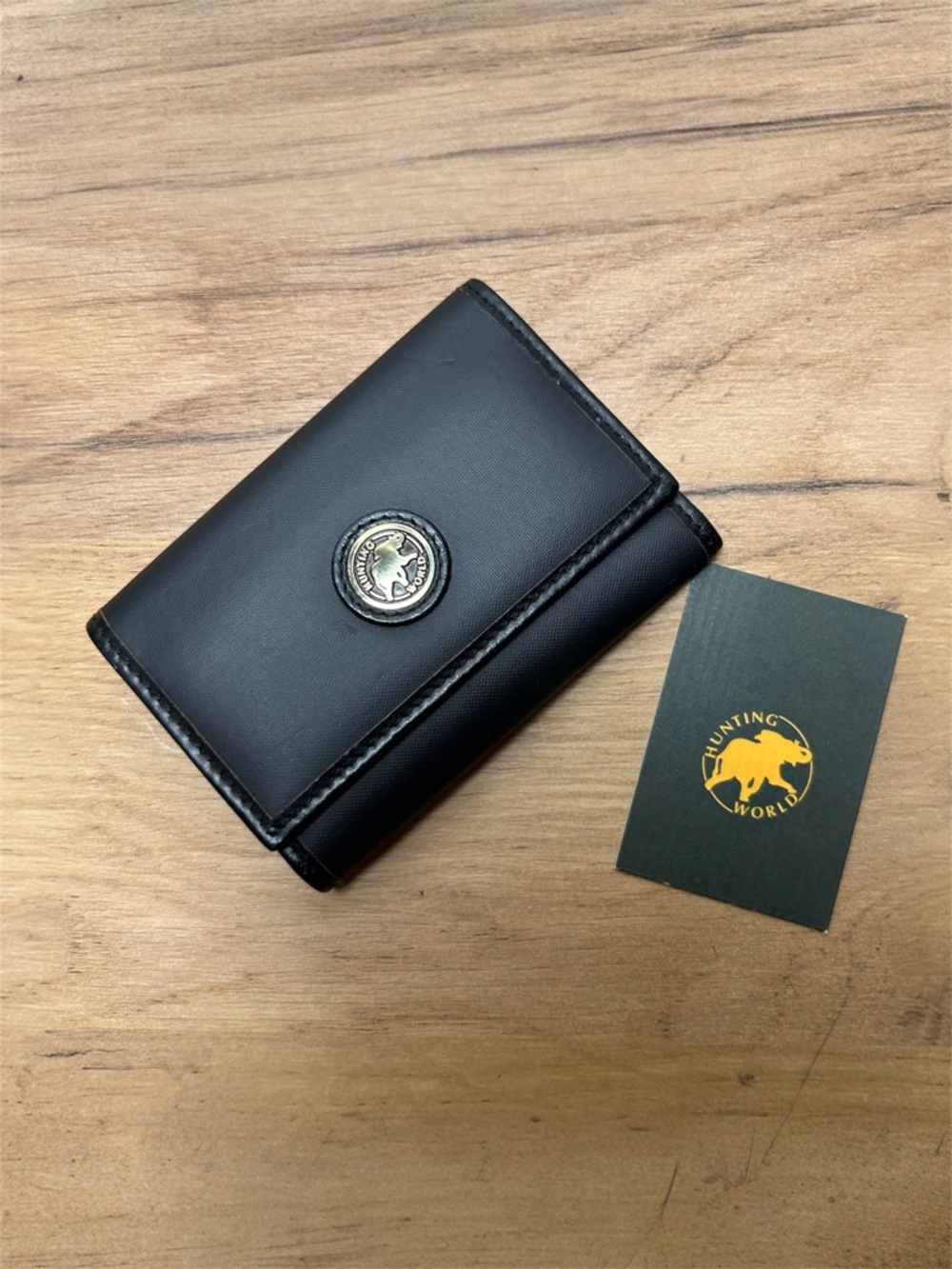 Hunting World Tri-fold Key Case Holder, Durable Small Black Nylon Wallet, EUC